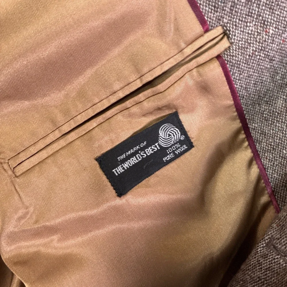 Vintage Haggar Imperial‎ Sport Coat Mens 42 Brown Wool Tweed Elbow Patches